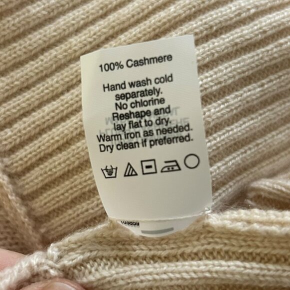 NWT Plush Cashmere Cream Turtleneck Oversized Tenn Cable Poncho Sweater Sz S - Picture 8 of 10